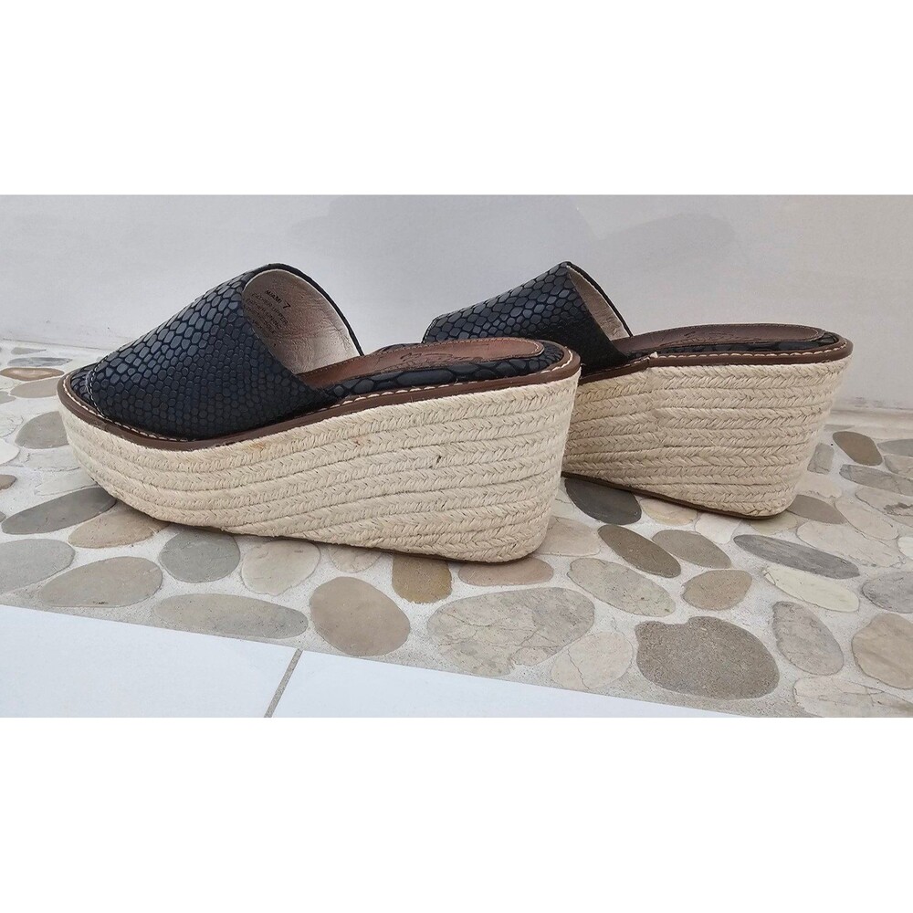 Freebird MIAMI Wedge Leather Sandal Black Snake Boho 7-7.5 NIB - Picture 4 of 10